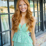 Main Street Top, Green/White