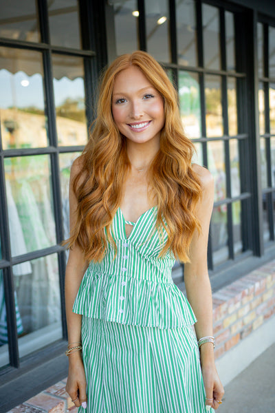 Main Street Top, Green/White