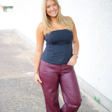 Reeve Faux Leather Pant, Burgundy