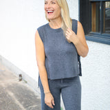 Side Tie Vest, Charcoal