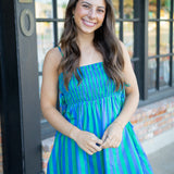 Deep End Summer Dress, Blue/Green