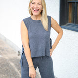 Side Tie Vest, Charcoal
