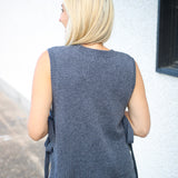 Side Tie Vest, Charcoal