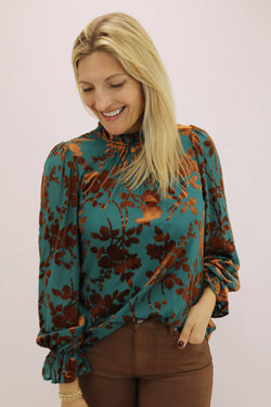 Peaceful Meadow Top, Teal