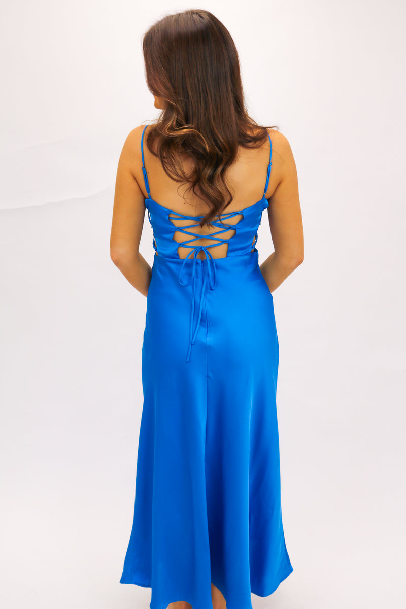 Antlia Midi Dress, Turquoise Blue
