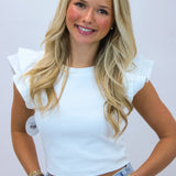 Clean Lines Ruffled Crop Top, White