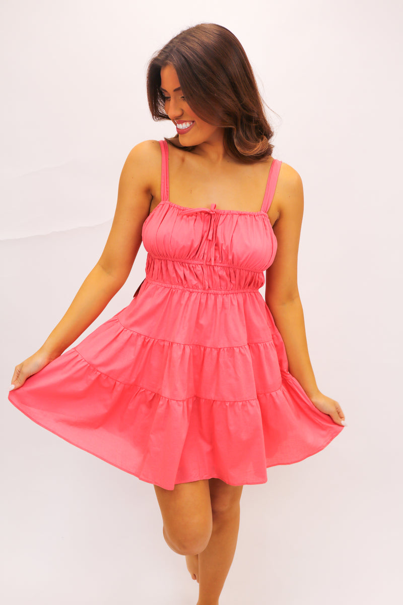 Sweet Like Sorbet Tiered Dress, Pink Lemonade