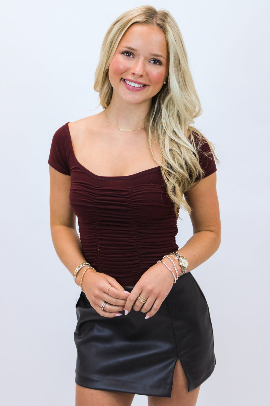 Touchdown Muse Top, Maroon