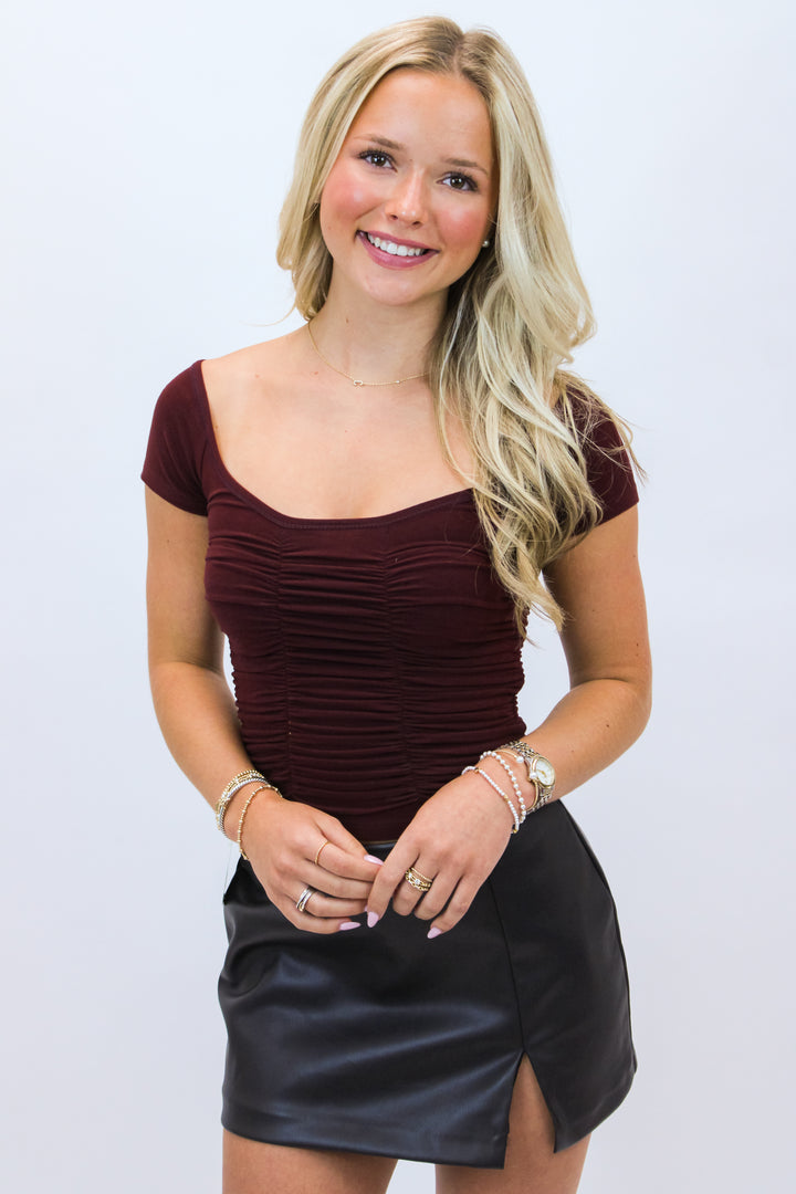 Touchdown Muse Top, Maroon