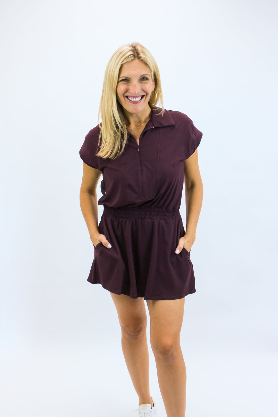 Give It Your All Romper, Maroon