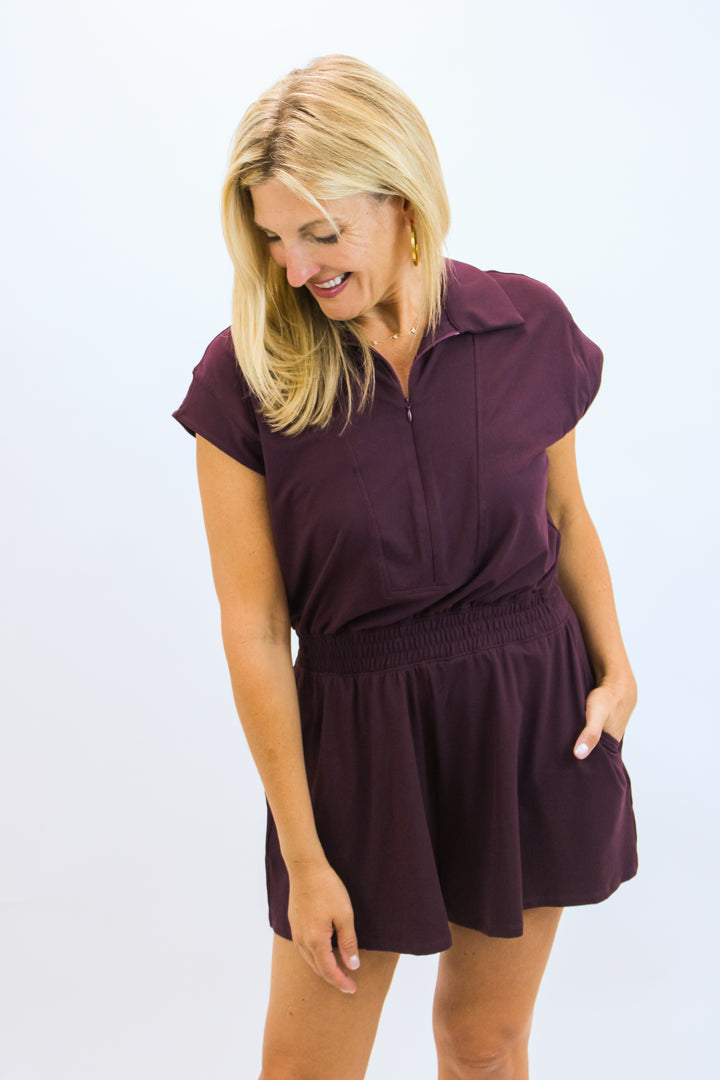 Give It Your All Romper, Maroon