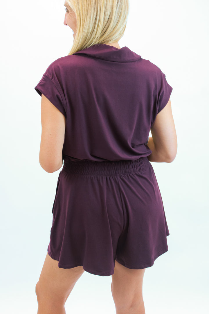 Give It Your All Romper, Maroon