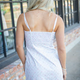 Stephania Floral Cotton Mini Dress, Chapparal Blue