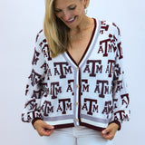 Texas A&M Knit Mascot Rhinestone Cardigan
