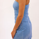 Mazzei Strapless Denim Mini Dress, Light Denim