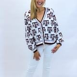 Texas A&M Knit Mascot Rhinestone Cardigan
