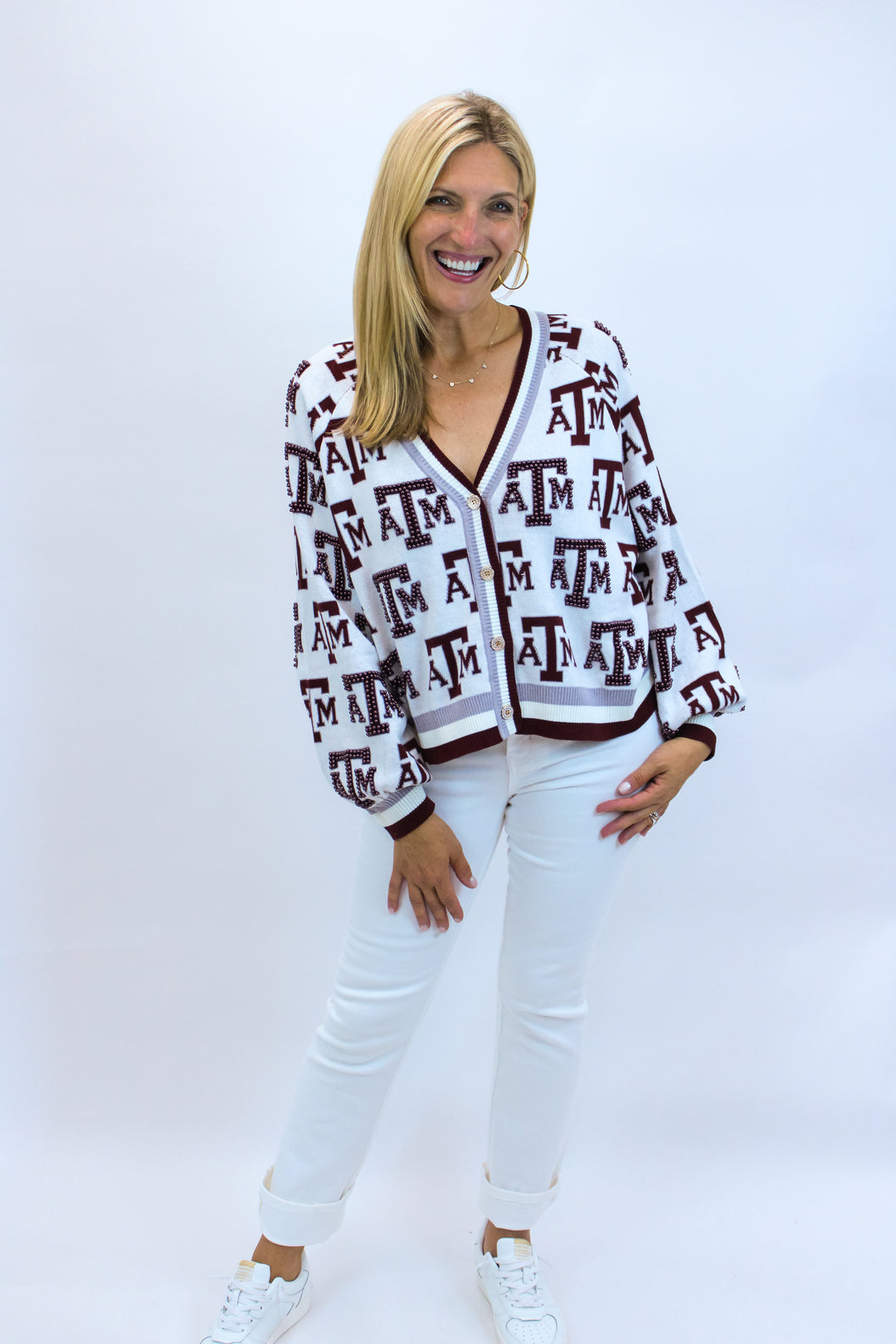 Texas A&M Knit Mascot Rhinestone Cardigan