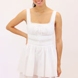 Melaine Lace Trim Mini Dress, White