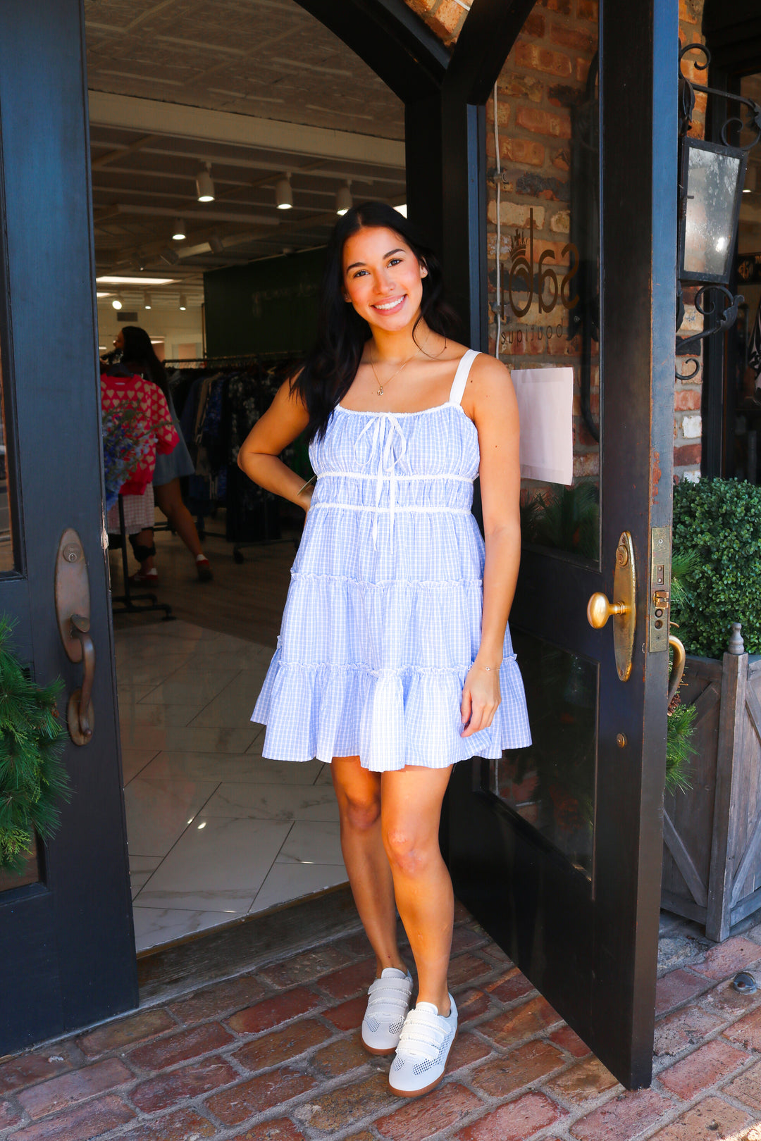 No Place Like Home Plaid Dress, Blue