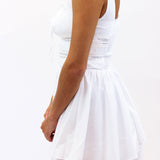 Melaine Lace Trim Mini Dress, White