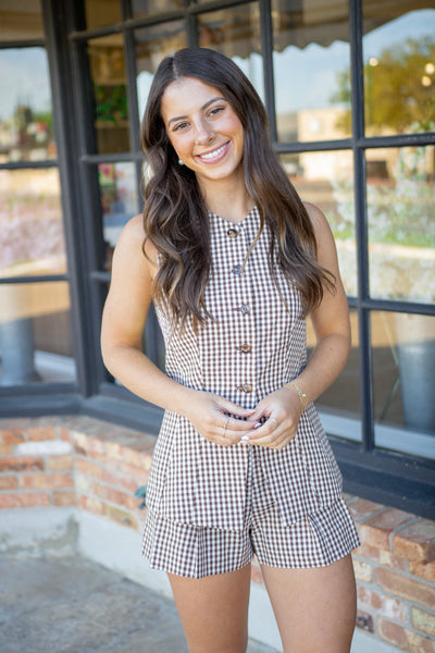 Karan Vest, Brown Checker