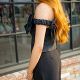 Winston Taffeta Bow Top, Black