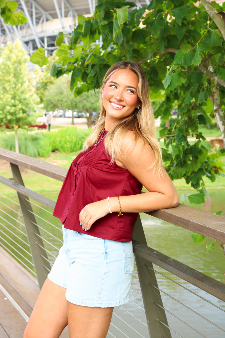 Bleacher Babe Top, Maroon