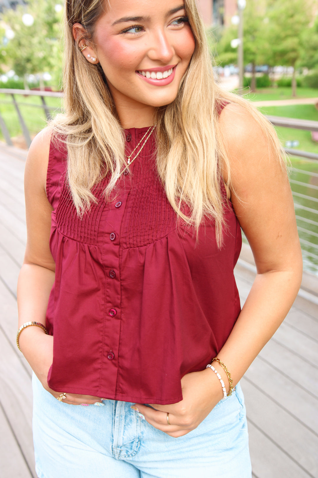 Bleacher Babe Top, Maroon