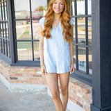 Free Fall Denim Romper, Water