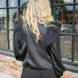 Moonlit Party Ruffles Top, Black