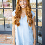 Free Fall Denim Romper, Water
