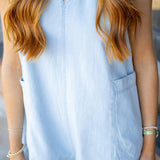 Free Fall Denim Romper, Water