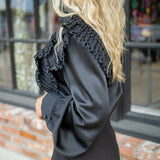 Moonlit Party Ruffles Top, Black