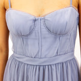Mireya Bustier Tulle Maxi Dress, Dusty Blue