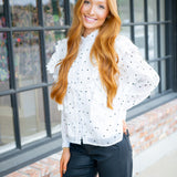 Hearts Aflutter Ruffle Blouse, White