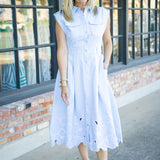 Secret Garden Club Dress, Chambray/White