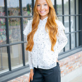 Hearts Aflutter Ruffle Blouse, White