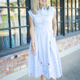 Secret Garden Club Dress, Chambray/White
