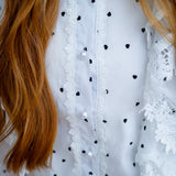 Hearts Aflutter Ruffle Blouse, White