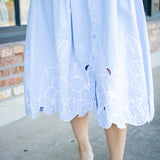 Secret Garden Club Dress, Chambray/White