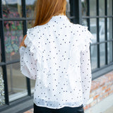 Hearts Aflutter Ruffle Blouse, White