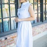 Secret Garden Club Dress, Chambray/White
