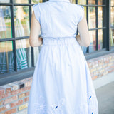 Secret Garden Club Dress, Chambray/White