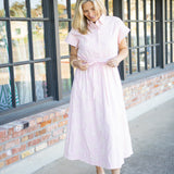 Strawberry Picnic Dress, Pink Stripe