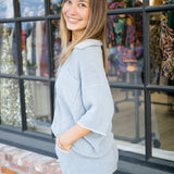 CozyChic Ultra Lite® Contrast Scallop Short Sleeve Shirt and Short Set, Moonbeam