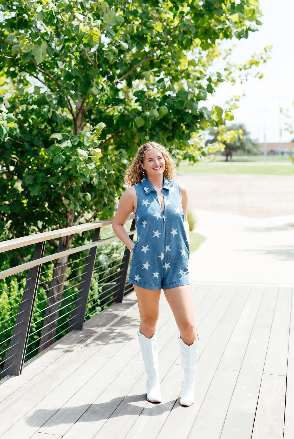 Seeing Stars Romper, Denim
