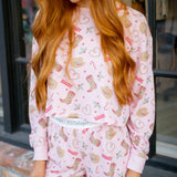 Boyfriend Boxer Western Holiday Print Shorts Set, Pink