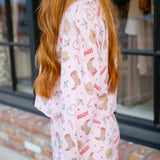 Boyfriend Boxer Western Holiday Print Shorts Set, Pink