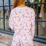 Boyfriend Boxer Western Holiday Print Shorts Set, Pink