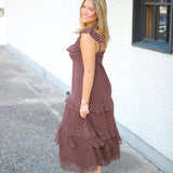 Cassandra Tiered Dress, Brown Cream